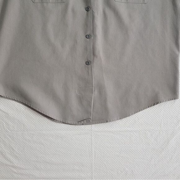 Big Mac Workwear Shirt Mens Large 16-16.5 Gray Khaki Button Up Short Sleeve - Picture 8 of 9